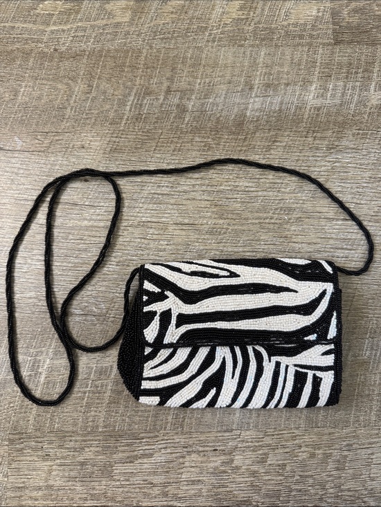 Inge Christopher Handbags - Inge Christopher Black and White Zebra Beaded Crossbody Bag